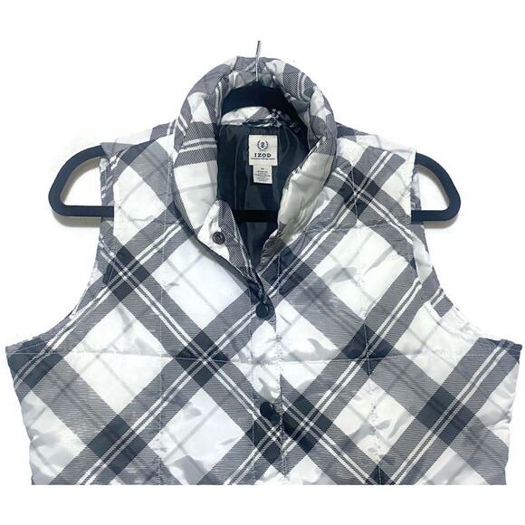 Izod 1937 Vest Women's Size Medium Soft Shell Black and White Plaid - Picture 3 of 6